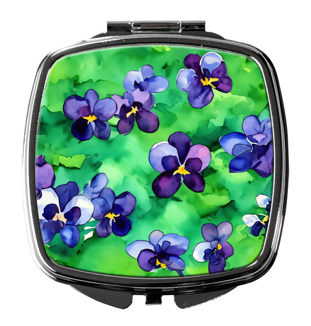 Wisconsin Wood Violets in Watercolor Compact Mirror Decorative Travel Makeup Mirror for Women Girls Gifts Pocket Makeup Mirror Folding Handheld