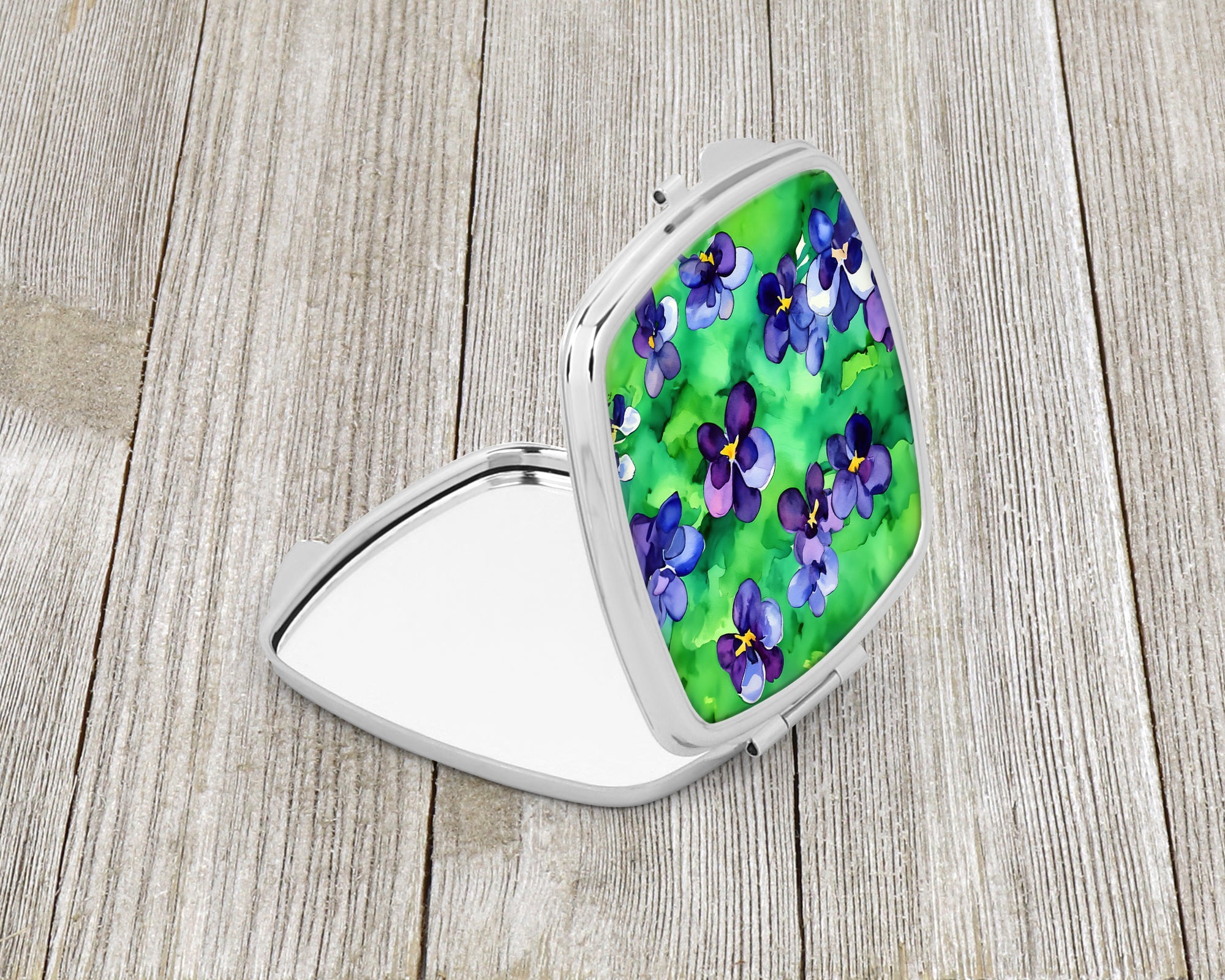 Wisconsin Wood Violets in Watercolor Compact Mirror Decorative Travel Makeup Mirror for Women Girls Gifts Pocket Makeup Mirror Folding Handheld