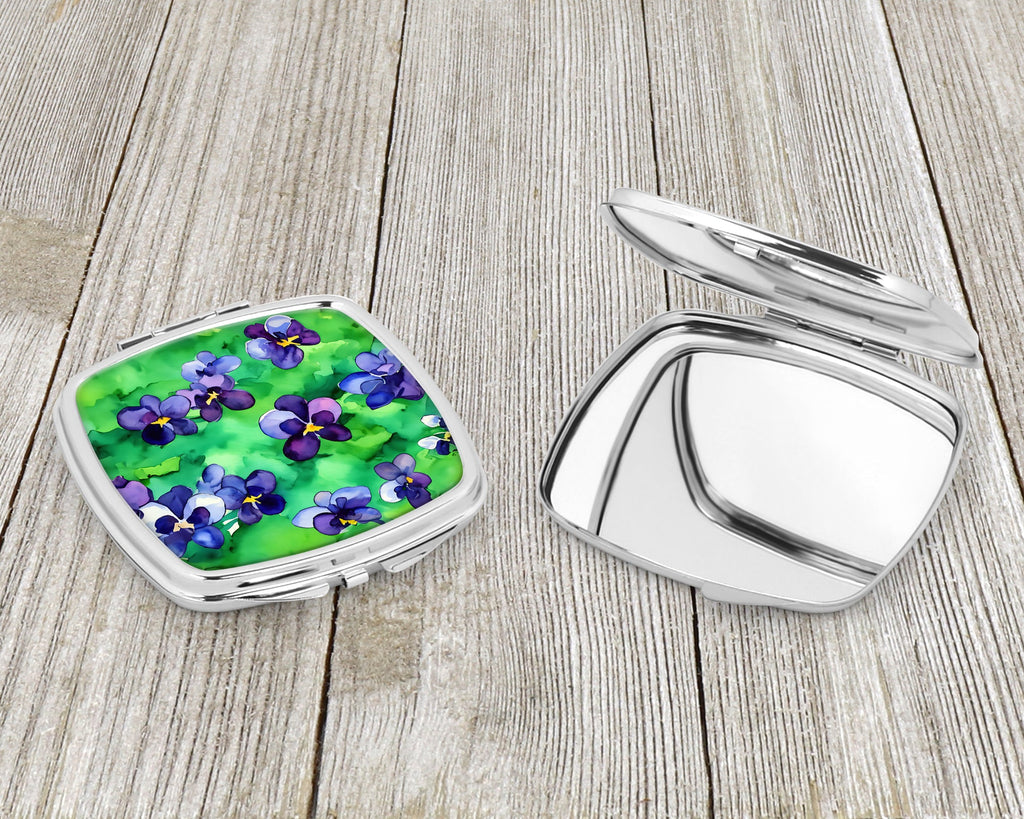 Wisconsin Wood Violets in Watercolor Compact Mirror Decorative Travel Makeup Mirror for Women Girls Gifts Pocket Makeup Mirror Folding Handheld
