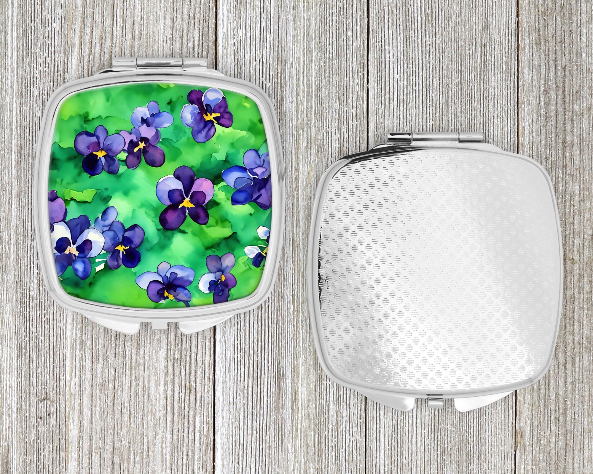 Wisconsin Wood Violets in Watercolor Compact Mirror Decorative Travel Makeup Mirror for Women Girls Gifts Pocket Makeup Mirror Folding Handheld