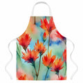 Wyoming Indian Paintbrush in Watercolor Apron Cooking Kitchen Server Baking Crafts Gardening for Adult Women Men, Unisex, Large, Multicolor