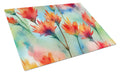 Wyoming Indian Paintbrush in Watercolor Cutting Board Tempered Glass Kitchen Cutting Surface, Heat Resistant Chopping, Non-Slip Feet, Food Prep & Serving
