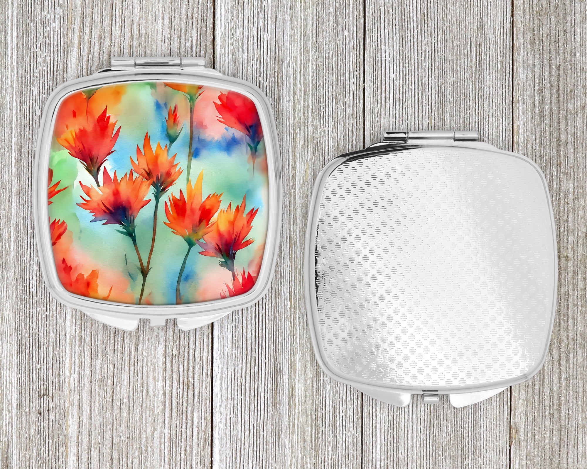 Wyoming Indian Paintbrush in Watercolor Compact Mirror Decorative Travel Makeup Mirror for Women Girls Gifts Pocket Makeup Mirror Folding Handheld
