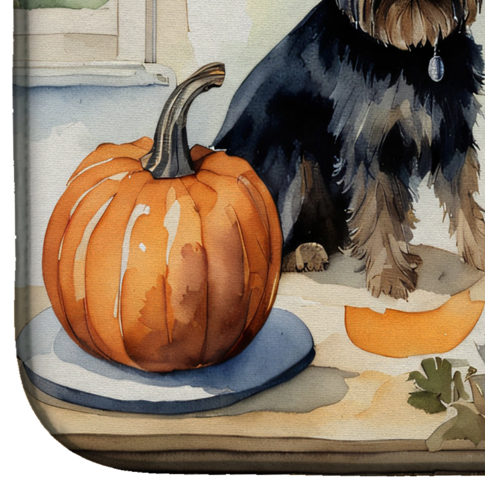 Affenpinscher Fall Kitchen Pumpkins Dish Drying Mat Absorbent Dish Drying Mat Pad for Kitchen Counter Dish Drainer Mat for Countertop, 14 x 21", Multicolor