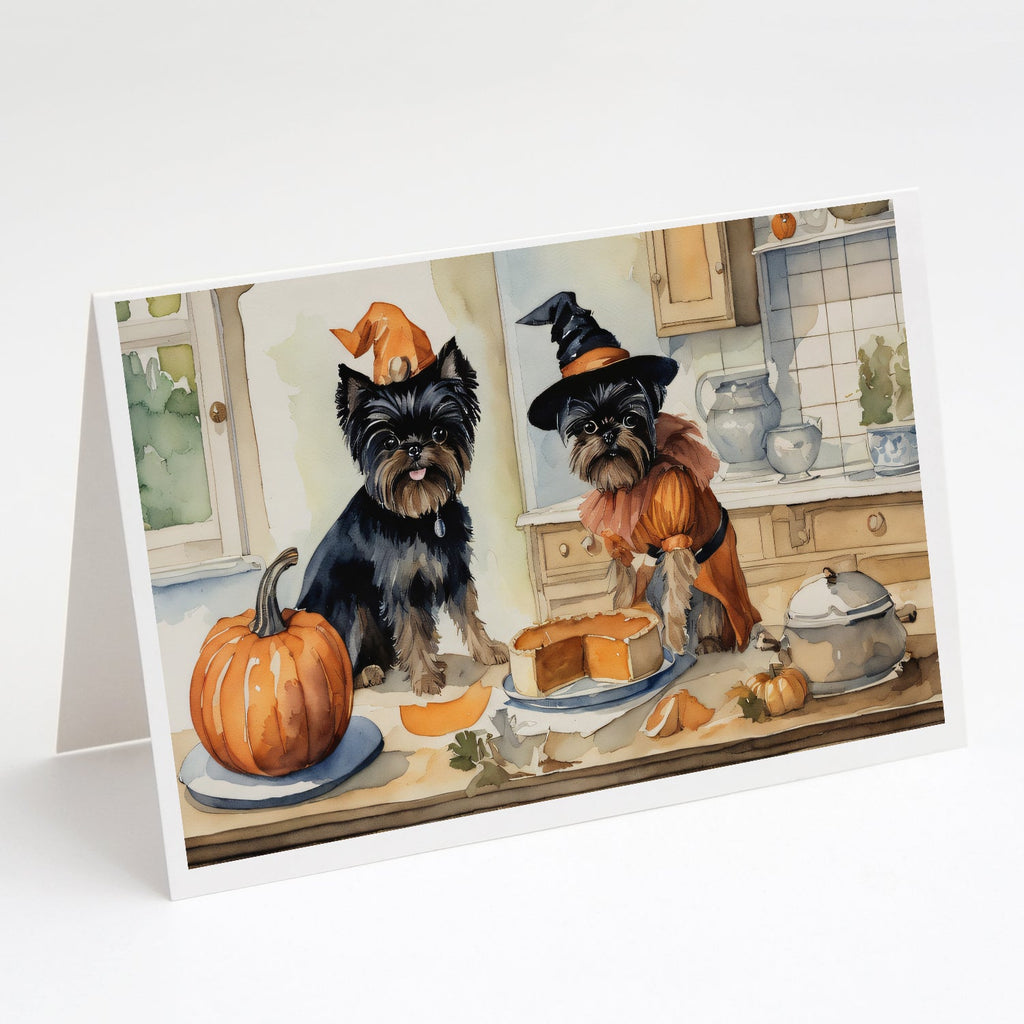 Affenpinscher Fall Kitchen Pumpkins Greeting Cards Pack of 8 Blank Cards with Envelopes Whimsical A7 Size 5x7
