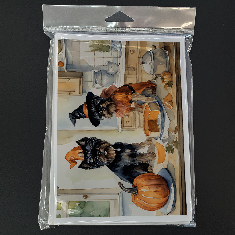 Affenpinscher Fall Kitchen Pumpkins Greeting Cards Pack of 8 Blank Cards with Envelopes Whimsical A7 Size 5x7