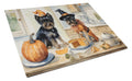 Affenpinscher Fall Kitchen Pumpkins Cutting Board Tempered Glass Kitchen Cutting Surface, Heat Resistant Chopping, Non-Slip Feet, Food Prep & Serving