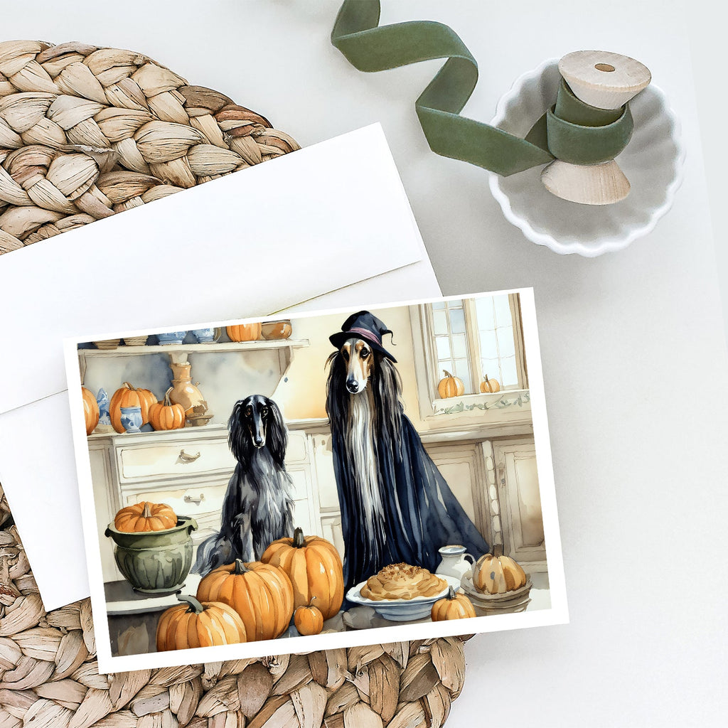 Afghan Hound Fall Kitchen Pumpkins Greeting Cards Pack of 8 Blank Cards with Envelopes Whimsical A7 Size 5x7