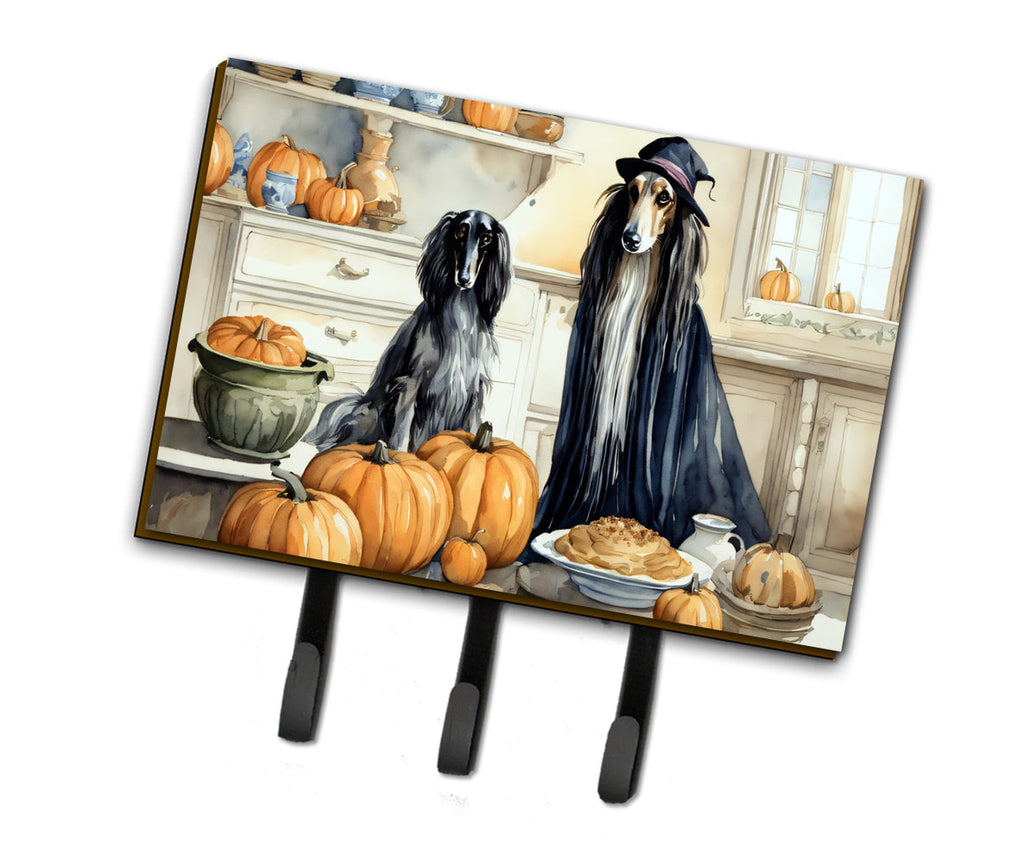 Afghan Hound Fall Kitchen Pumpkins Leash or Key Holder Wall Hooks, Coat Rack Wall Mount, for Hanging Keys, Towels, Aprons, Leashes