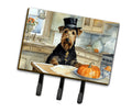 Airedale Terrier Fall Kitchen Pumpkins Leash or Key Holder Wall Hooks, Coat Rack Wall Mount, for Hanging Keys, Towels, Aprons, Leashes