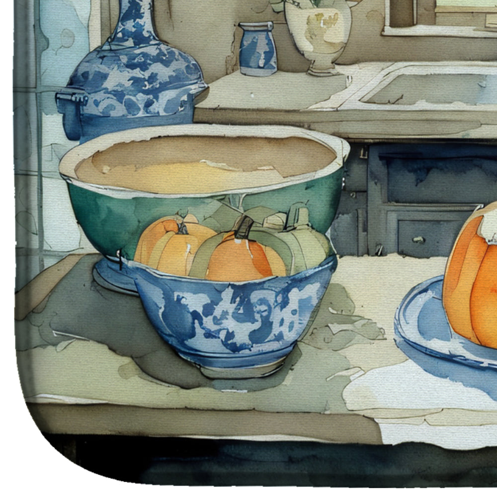 Akita Fall Kitchen Pumpkins Dish Drying Mat Absorbent Dish Drying Mat Pad for Kitchen Counter Dish Drainer Mat for Countertop, 14 x 21", Multicolor