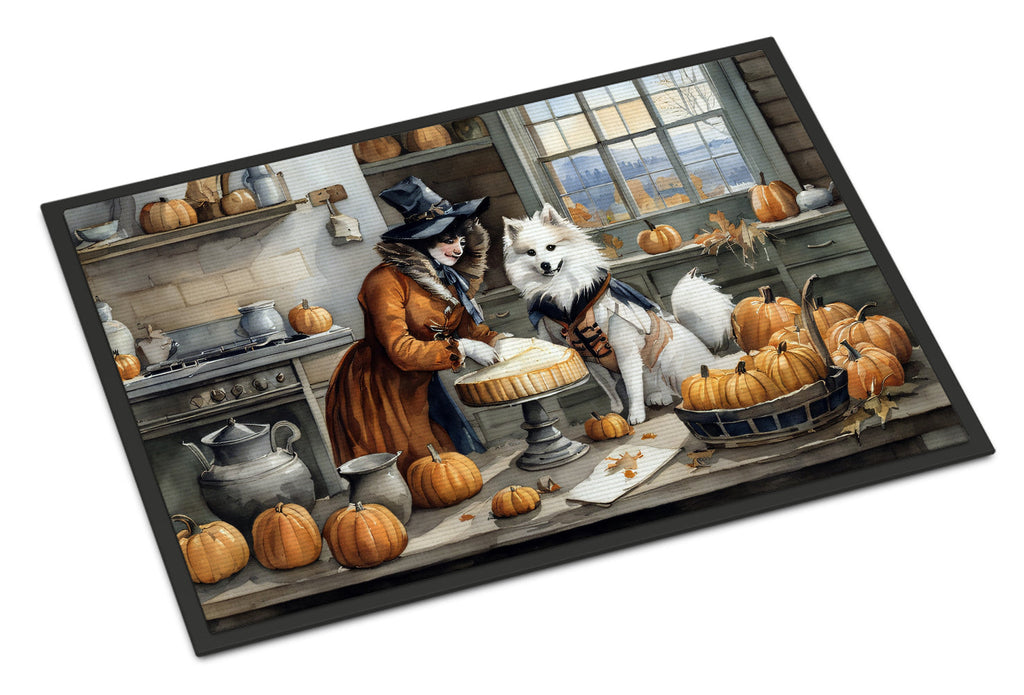 American Eskimo Fall Kitchen Pumpkins Doormat Indoor Outdoor 24H X 36W Front Door Mat Rugs for Entryway, Non Slip Washable Low Pile,