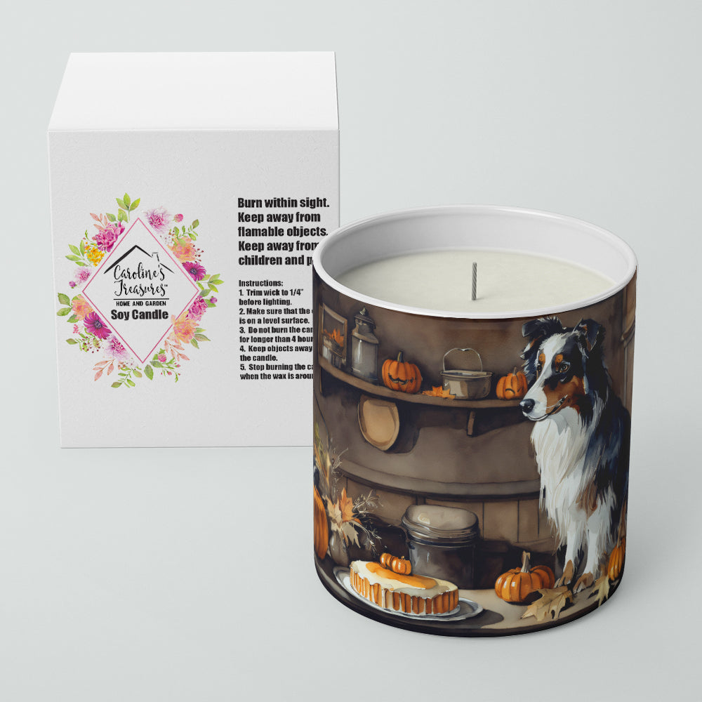 Australian Shepherd Fall Kitchen Pumpkins Decorative Soy Candle Nature Soy Wax Essential Oil Home Decor Ideal for Bedroom Kitchen Bath Office Gift, 10 oz
