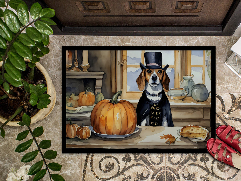 Beagle Fall Kitchen Pumpkins Doormat Indoor Outdoor 18H X 27W Front Door Mat Rugs for Entryway, Non Slip Washable