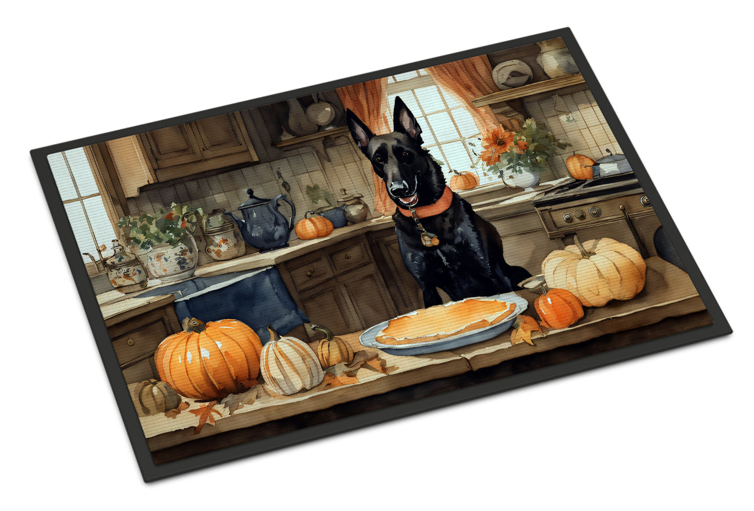 Belgian Malinois Fall Kitchen Pumpkins Doormat Indoor Outdoor 18H X 27W Front Door Mat Rugs for Entryway, Non Slip Washable