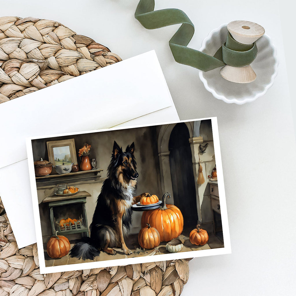 Belgian Tervuren Fall Kitchen Pumpkins Greeting Cards Pack of 8 Blank Cards with Envelopes Whimsical A7 Size 5x7