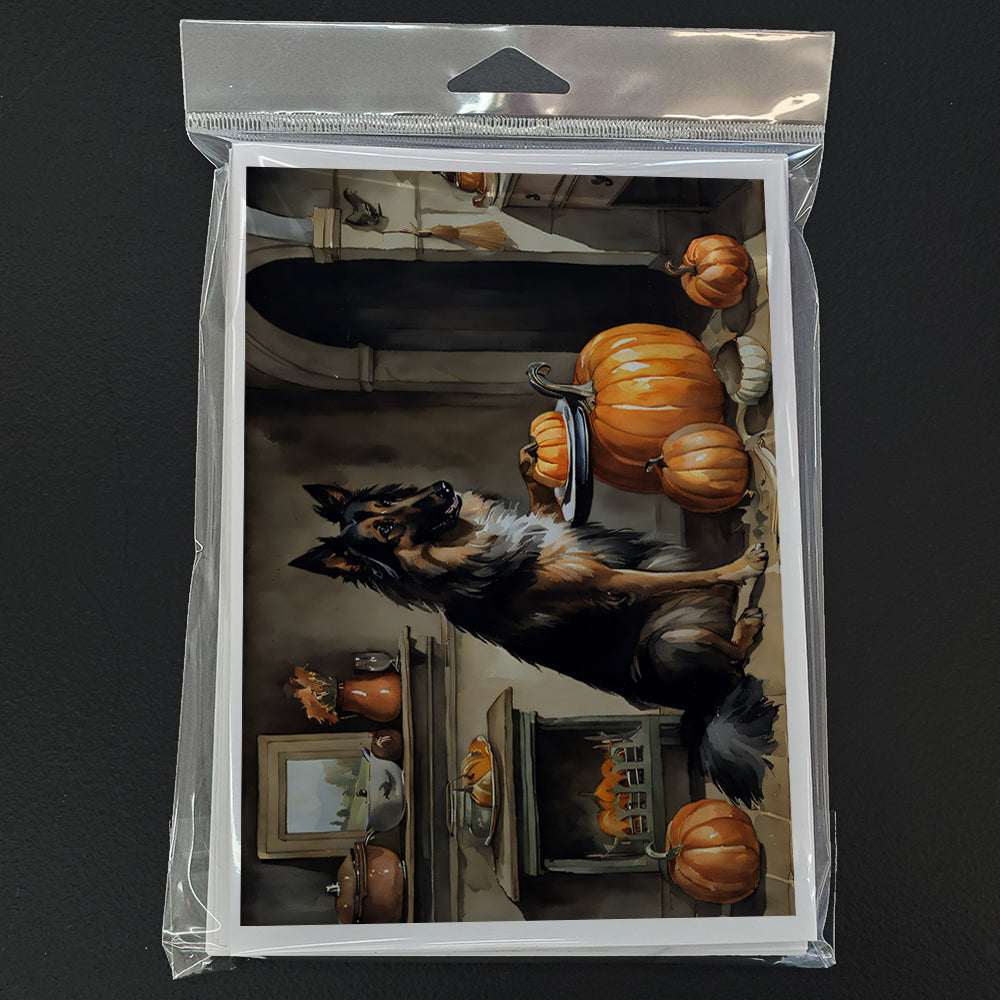 Belgian Tervuren Fall Kitchen Pumpkins Greeting Cards Pack of 8 Blank Cards with Envelopes Whimsical A7 Size 5x7