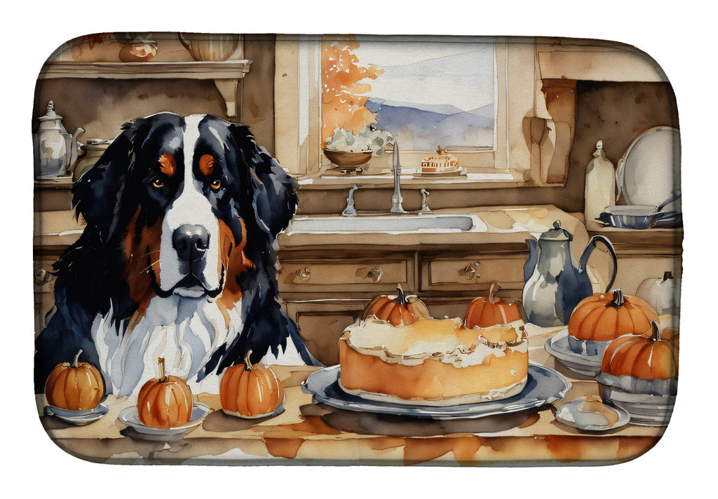 Bernese Mountain Dog Fall Kitchen Pumpkins Dish Drying Mat Absorbent Dish Drying Mat Pad for Kitchen Counter Dish Drainer Mat for Countertop, 14 x 21", Multicolor