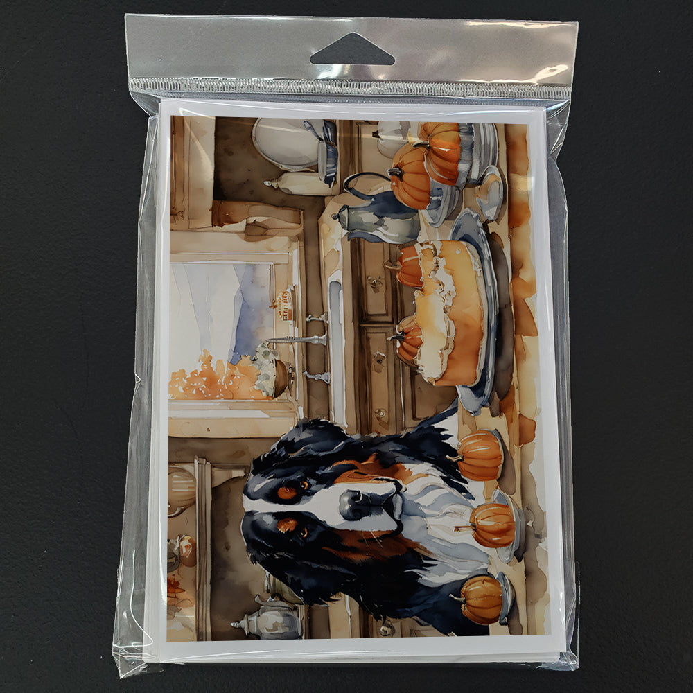Bernese Mountain Dog Fall Kitchen Pumpkins Greeting Cards Pack of 8 Blank Cards with Envelopes Whimsical A7 Size 5x7