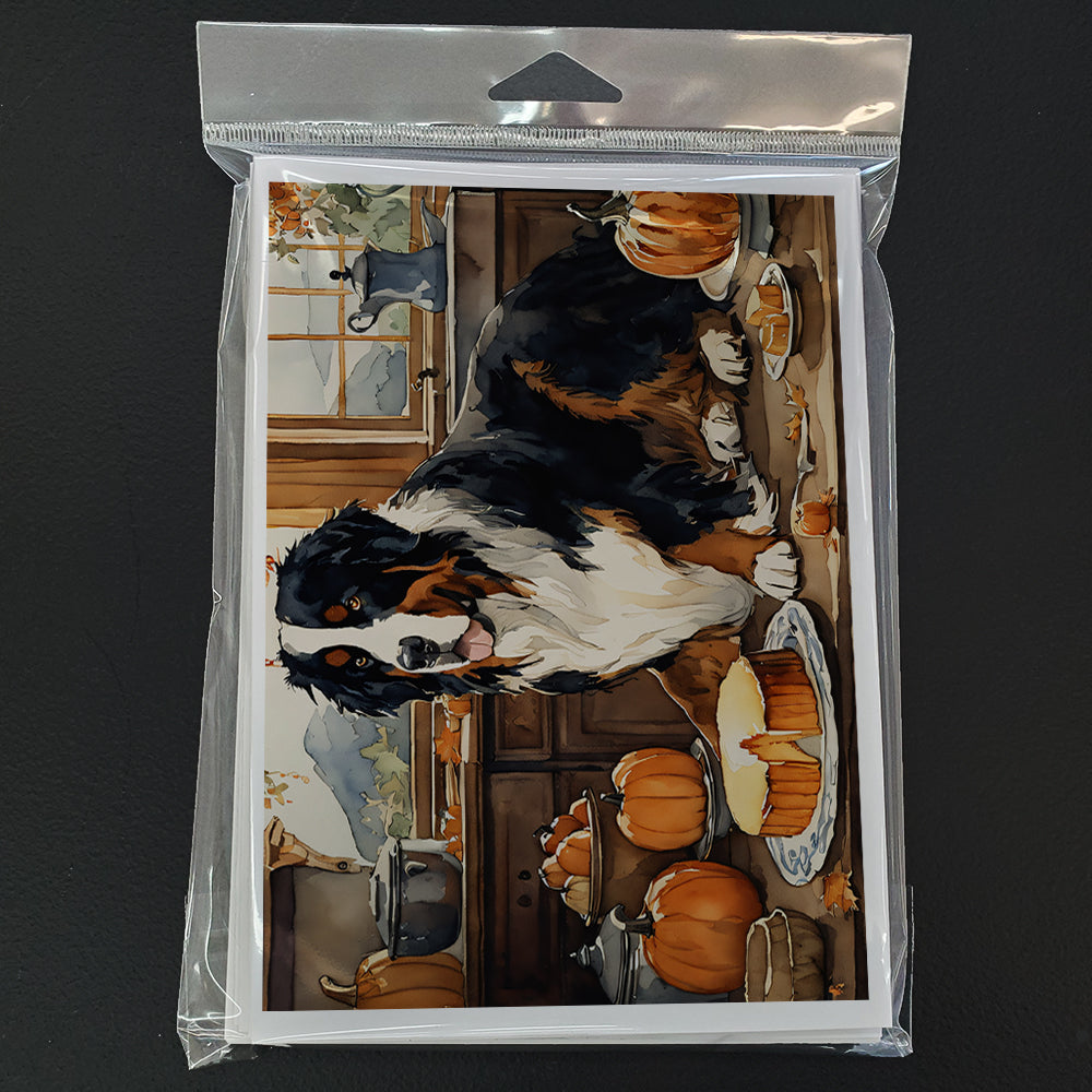 Bernese Mountain Dog Fall Kitchen Pumpkins Greeting Cards Pack of 8 Blank Cards with Envelopes Whimsical A7 Size 5x7