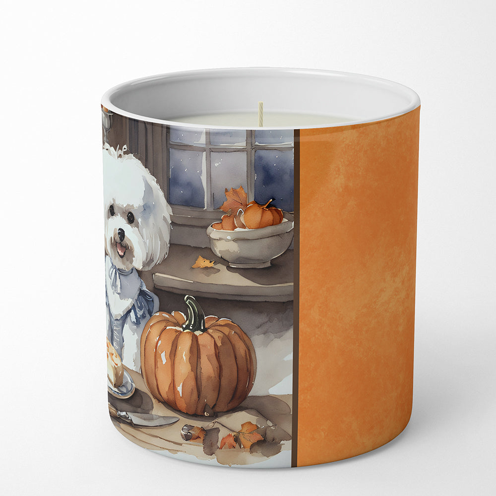 Bichon Frise Fall Kitchen Pumpkins Decorative Soy Candle Nature Soy Wax Essential Oil Home Decor Ideal for Bedroom Kitchen Bath Office Gift, 10 oz