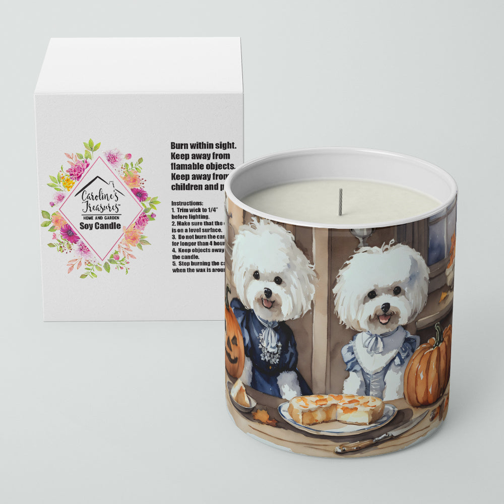Bichon Frise Fall Kitchen Pumpkins Decorative Soy Candle Nature Soy Wax Essential Oil Home Decor Ideal for Bedroom Kitchen Bath Office Gift, 10 oz