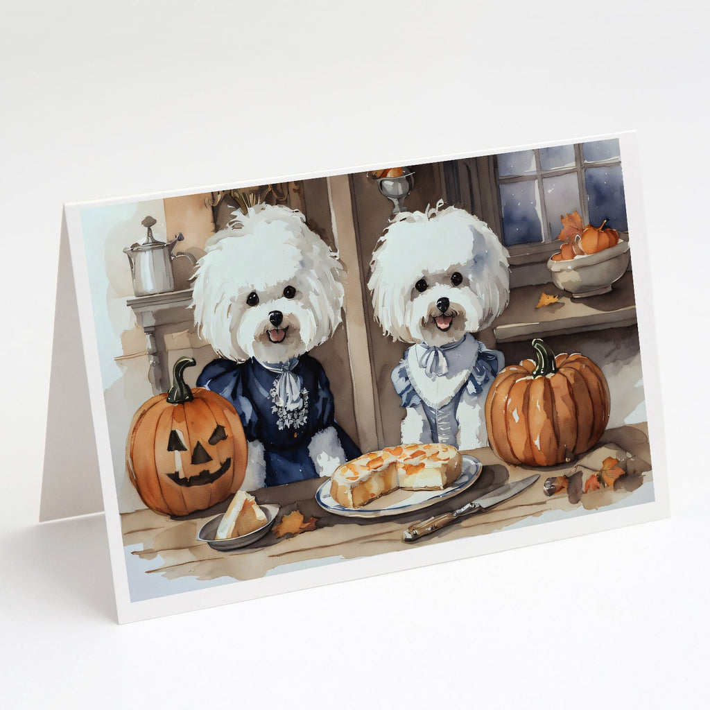 Bichon Frise Fall Kitchen Pumpkins Greeting Cards Pack of 8 Blank Cards with Envelopes Whimsical A7 Size 5x7