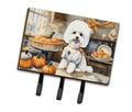 Bichon Frise Fall Kitchen Pumpkins Leash or Key Holder Wall Hooks, Coat Rack Wall Mount, for Hanging Keys, Towels, Aprons, Leashes