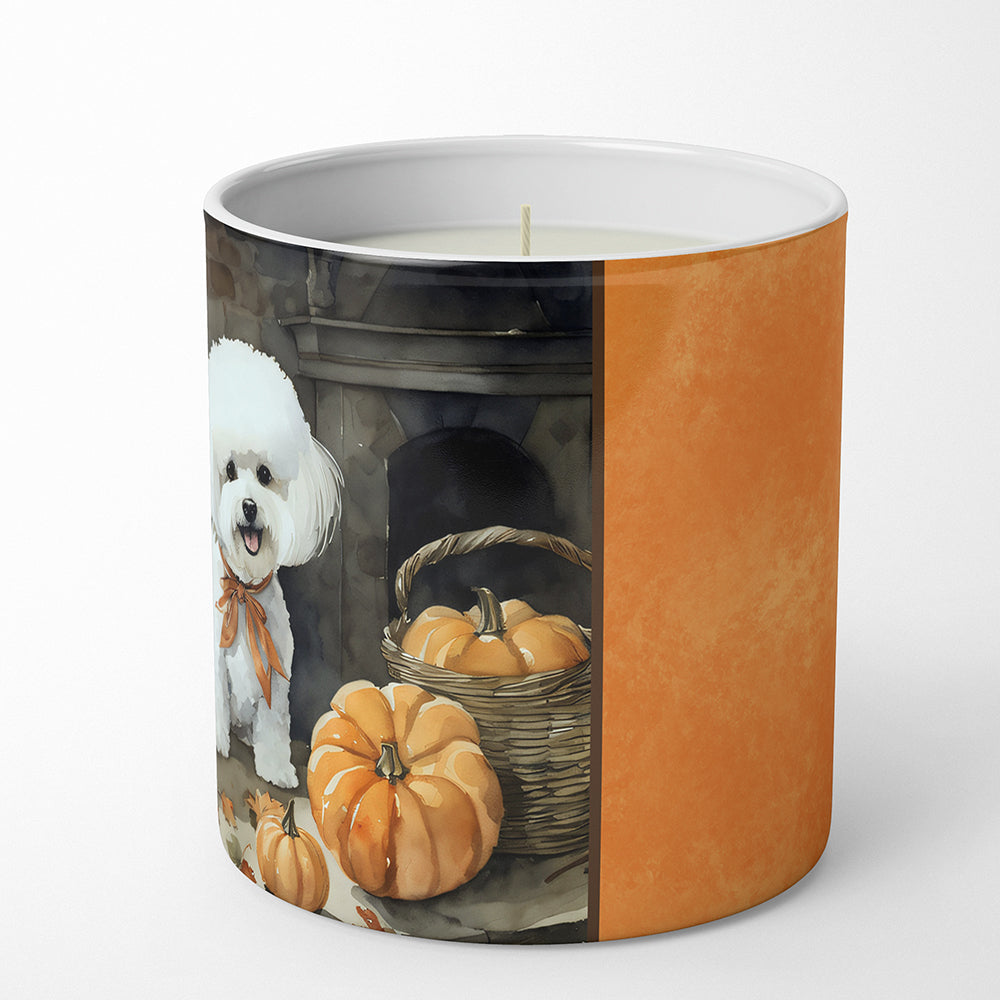 Bichon Frise Fall Kitchen Pumpkins Decorative Soy Candle Nature Soy Wax Essential Oil Home Decor Ideal for Bedroom Kitchen Bath Office Gift, 10 oz