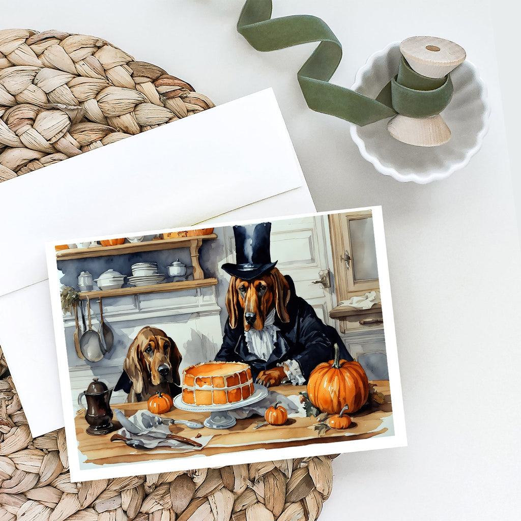 Bloodhound Fall Kitchen Pumpkins Greeting Cards Pack of 8 Blank Cards with Envelopes Whimsical A7 Size 5x7