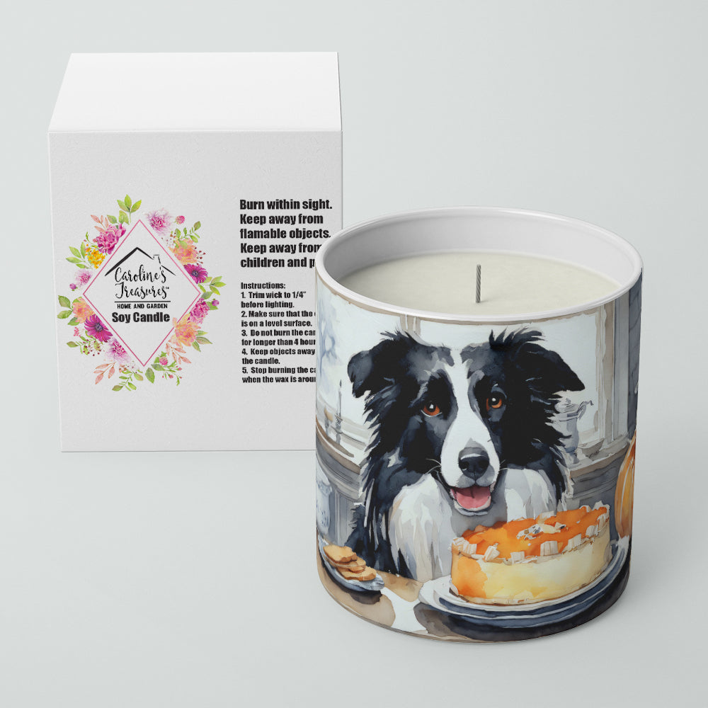 Border Collie Fall Kitchen Pumpkins Decorative Soy Candle Nature Soy Wax Essential Oil Home Decor Ideal for Bedroom Kitchen Bath Office Gift, 10 oz