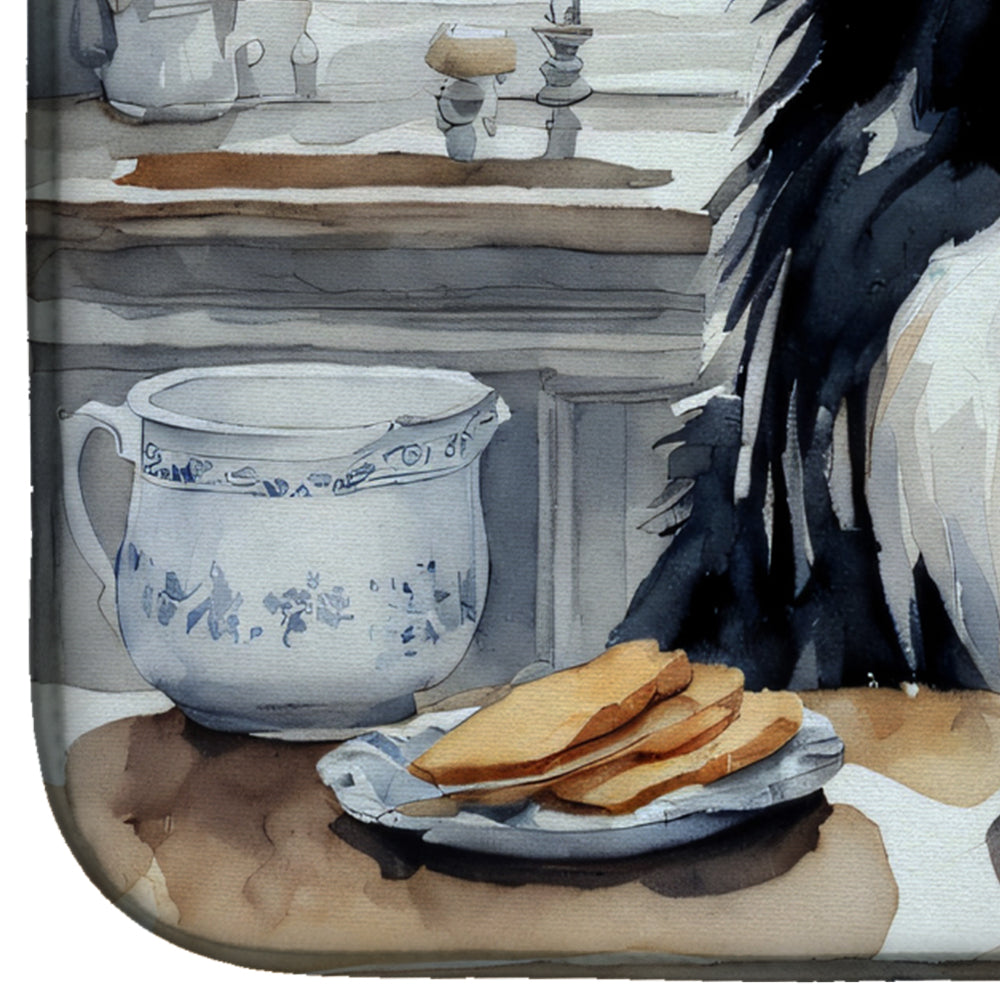 Border Collie Fall Kitchen Pumpkins Dish Drying Mat Absorbent Dish Drying Mat Pad for Kitchen Counter Dish Drainer Mat for Countertop, 14 x 21", Multicolor