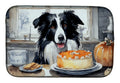 Border Collie Fall Kitchen Pumpkins Dish Drying Mat Absorbent Dish Drying Mat Pad for Kitchen Counter Dish Drainer Mat for Countertop, 14 x 21", Multicolor