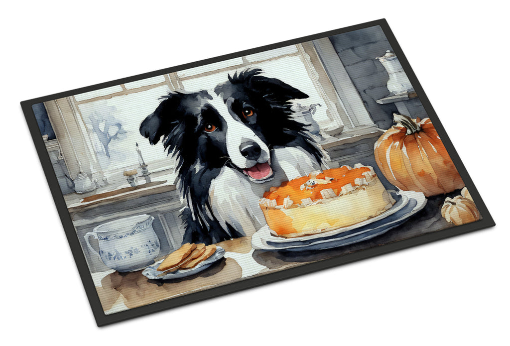 Border Collie Fall Kitchen Pumpkins Doormat Indoor Outdoor 18H X 27W Front Door Mat Rugs for Entryway, Non Slip Washable