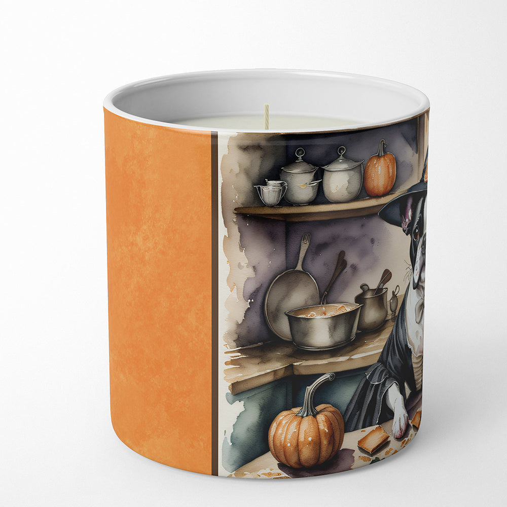 Boston Terrier Fall Kitchen Pumpkins Decorative Soy Candle Nature Soy Wax Essential Oil Home Decor Ideal for Bedroom Kitchen Bath Office Gift, 10 oz