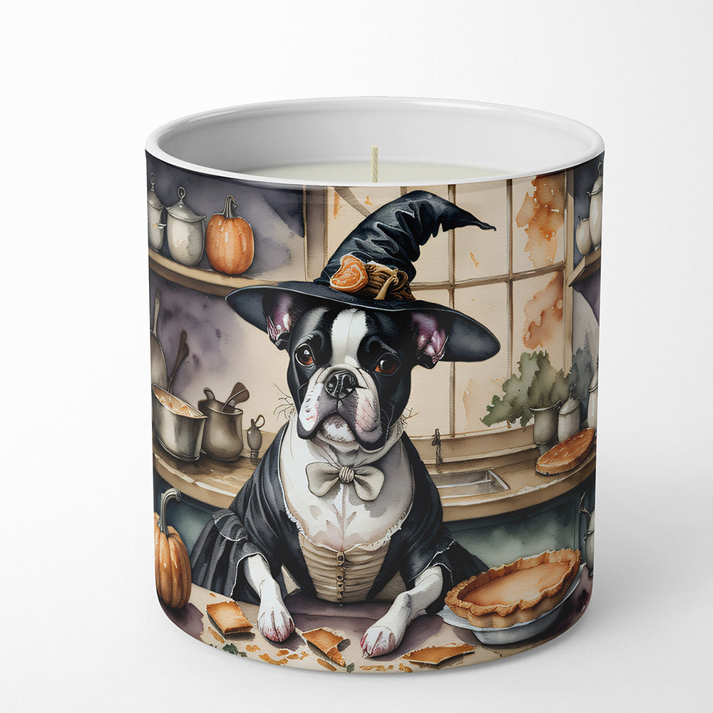 Boston Terrier Fall Kitchen Pumpkins Decorative Soy Candle Nature Soy Wax Essential Oil Home Decor Ideal for Bedroom Kitchen Bath Office Gift, 10 oz