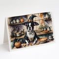 Boston Terrier Fall Kitchen Pumpkins Greeting Cards Pack of 8 Blank Cards with Envelopes Whimsical A7 Size 5x7