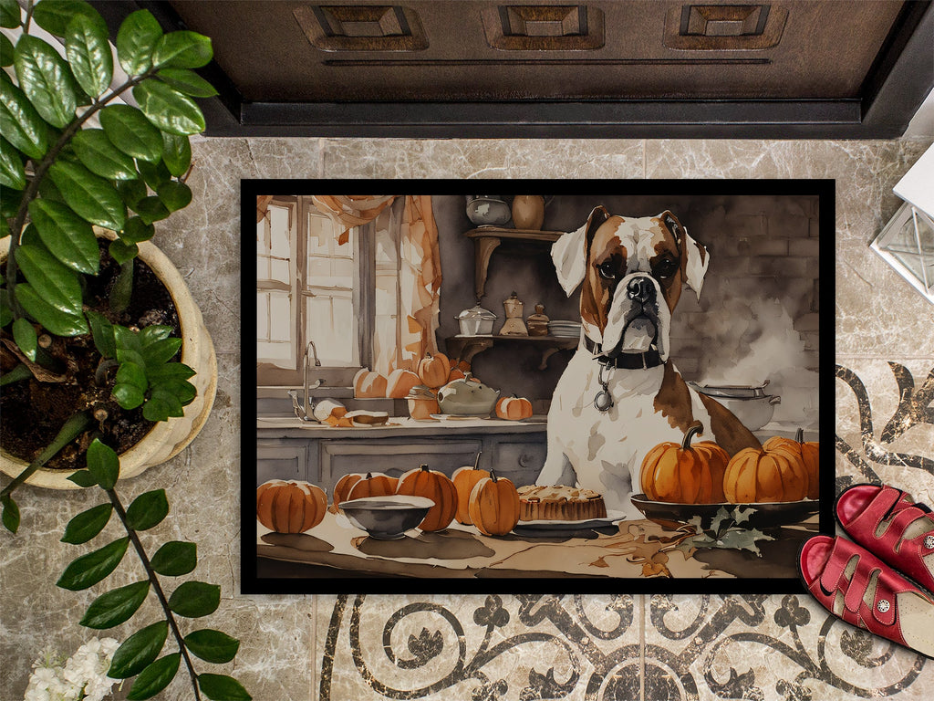 Boxer Fall Kitchen Pumpkins Doormat Indoor Outdoor 24H X 36W Front Door Mat Rugs for Entryway, Non Slip Washable Low Pile,
