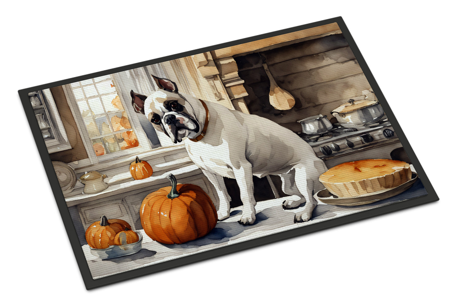 Boxer Fall Kitchen Pumpkins Doormat Indoor Outdoor 24H X 36W Front Door Mat Rugs for Entryway, Non Slip Washable Low Pile,