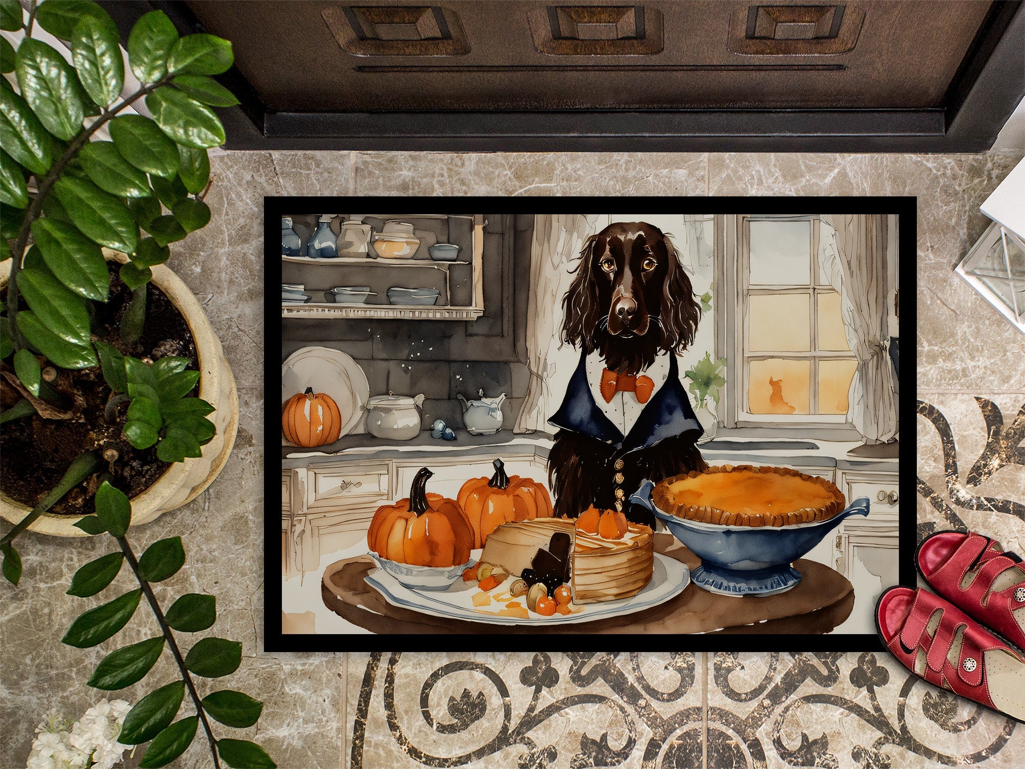 Boykin Spaniel Fall Kitchen Pumpkins Doormat Indoor Outdoor 24H X 36W Front Door Mat Rugs for Entryway, Non Slip Washable Low Pile,
