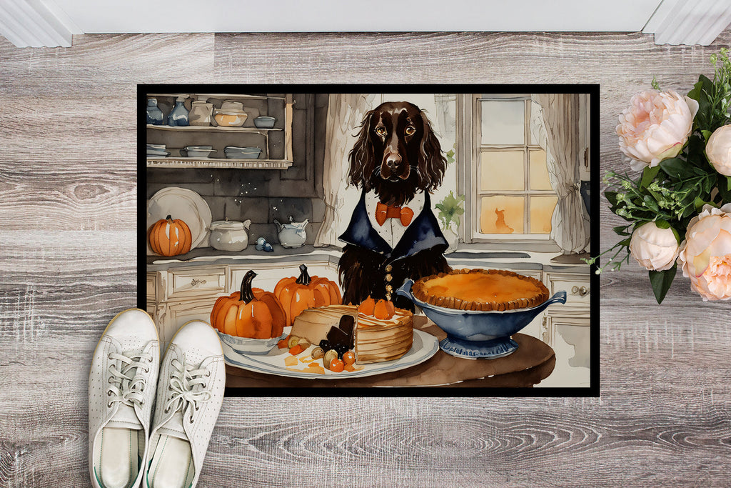 Boykin Spaniel Fall Kitchen Pumpkins Doormat Indoor Outdoor 18H X 27W Front Door Mat Rugs for Entryway, Non Slip Washable