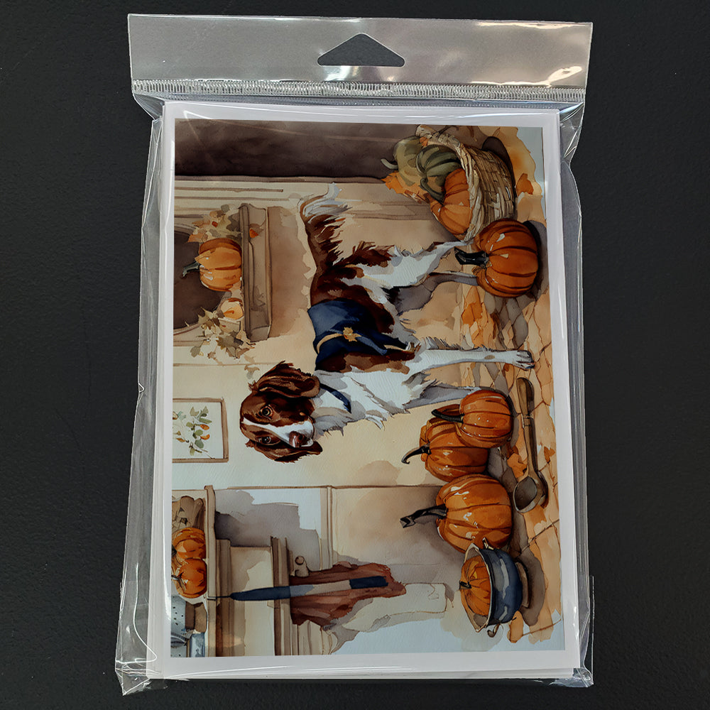 Brittany Fall Kitchen Pumpkins Greeting Cards Pack of 8 Blank Cards with Envelopes Whimsical A7 Size 5x7