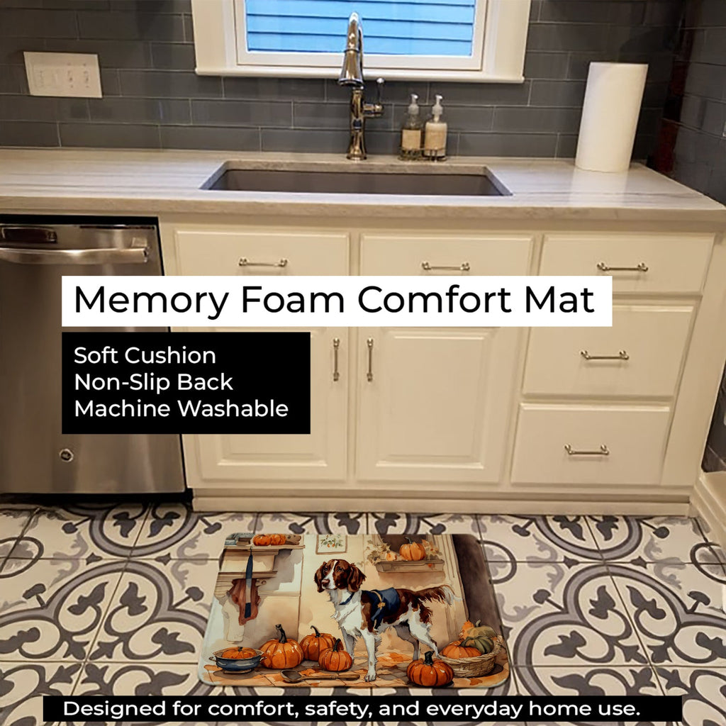 Brittany Fall Kitchen Pumpkins Memory Foam Kitchen Mat Machine Washable Anti-Fatigue Cushion Comfort Bath or Kitchen Rug