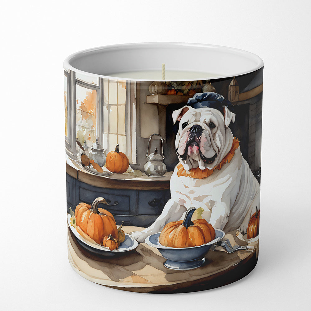 English Bulldog Fall Kitchen Pumpkins Decorative Soy Candle Nature Soy Wax Essential Oil Home Decor Ideal for Bedroom Kitchen Bath Office Gift, 10 oz