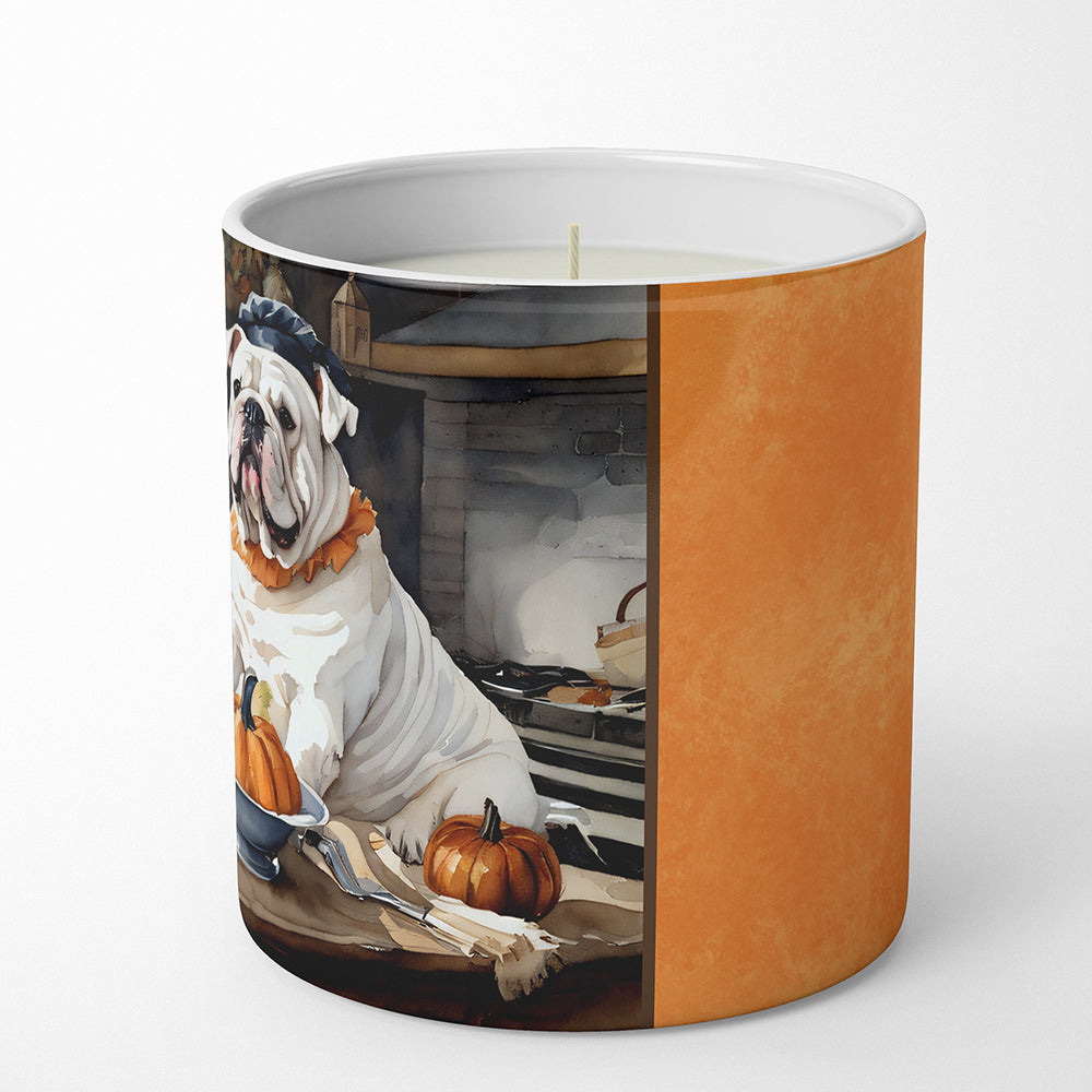 English Bulldog Fall Kitchen Pumpkins Decorative Soy Candle Nature Soy Wax Essential Oil Home Decor Ideal for Bedroom Kitchen Bath Office Gift, 10 oz