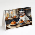 English Bulldog Fall Kitchen Pumpkins Greeting Cards Pack of 8 Blank Cards with Envelopes Whimsical A7 Size 5x7