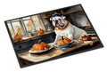 English Bulldog Fall Kitchen Pumpkins Doormat Indoor Outdoor 18H X 27W Front Door Mat Rugs for Entryway, Non Slip Washable