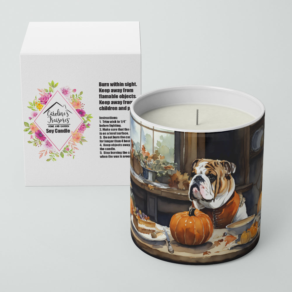 English Bulldog Fall Kitchen Pumpkins Decorative Soy Candle Nature Soy Wax Essential Oil Home Decor Ideal for Bedroom Kitchen Bath Office Gift, 10 oz