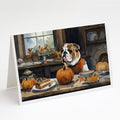 English Bulldog Fall Kitchen Pumpkins Greeting Cards Pack of 8 Blank Cards with Envelopes Whimsical A7 Size 5x7