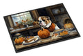 English Bulldog Fall Kitchen Pumpkins Doormat Indoor Outdoor 18H X 27W Front Door Mat Rugs for Entryway, Non Slip Washable